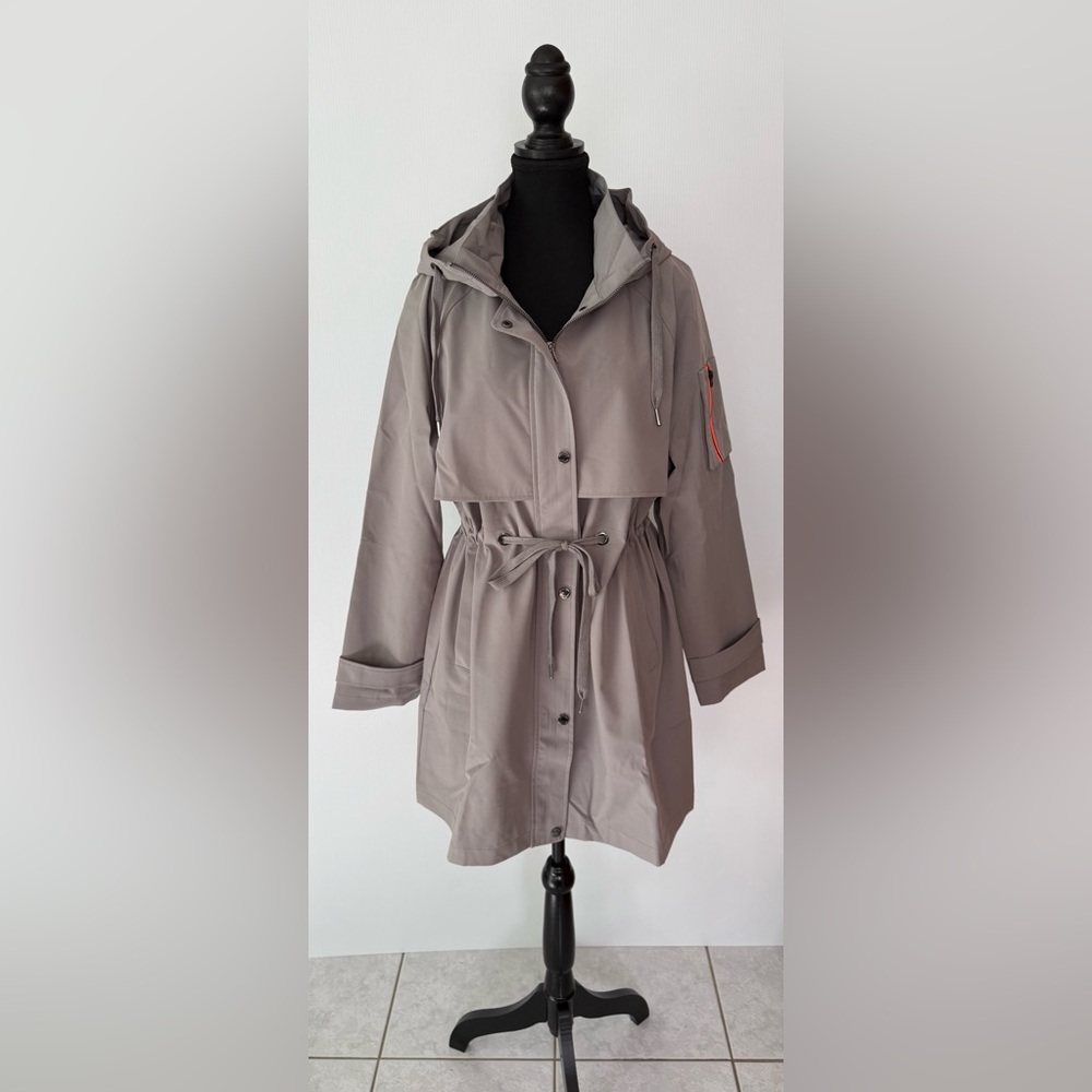 Orolay Long Hooded Windbreaker Jacket Trench Coat Grey Women's Size Large New